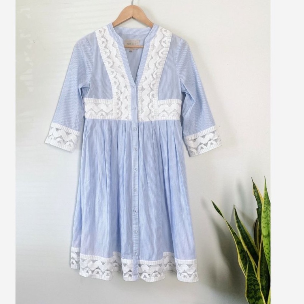 Moon River NWOT Striped Embroidered Lace Dress Sz Med